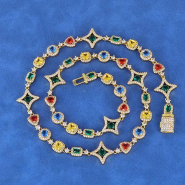 Custom Multi-Color Gemstone Iced Chain | Luxury Gold Chain for Rapper | Caratix - CaratixJewelry