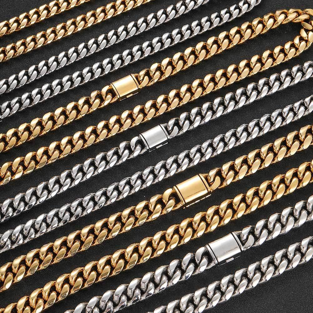 Cuban Chain Necklace with Flip Clasp and Polished Finish for Men | Titanium Steel and Stainless Steel | Caratix Jewelry - CaratixJewelry