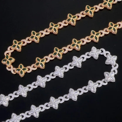 Women's Clover & Infinity 8 Metallic Waist Chain | Iced Out Jewelry Body Link | Luxury Zircon Belt Accessory | Caratix - CaratixJewelry