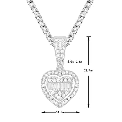 S925 Sterling Silver Moissanite Heart Pendant | Hip Hop Iced Out Heart Charm | Caratix