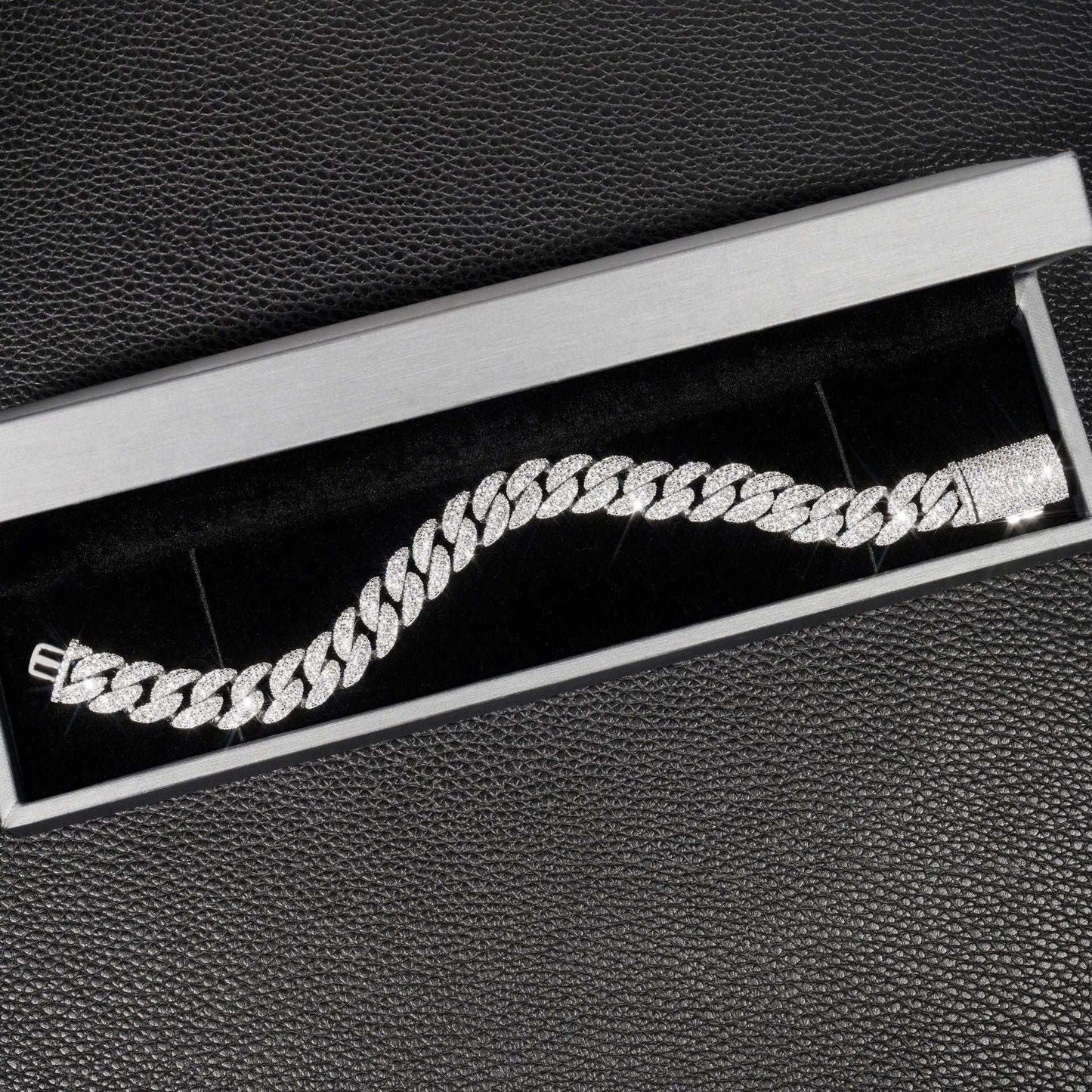 12mm Double-Row Moissanite Cuban Link Necklace | S925 Silver Iced Out Hip Hop Chain - CaratixJewelry