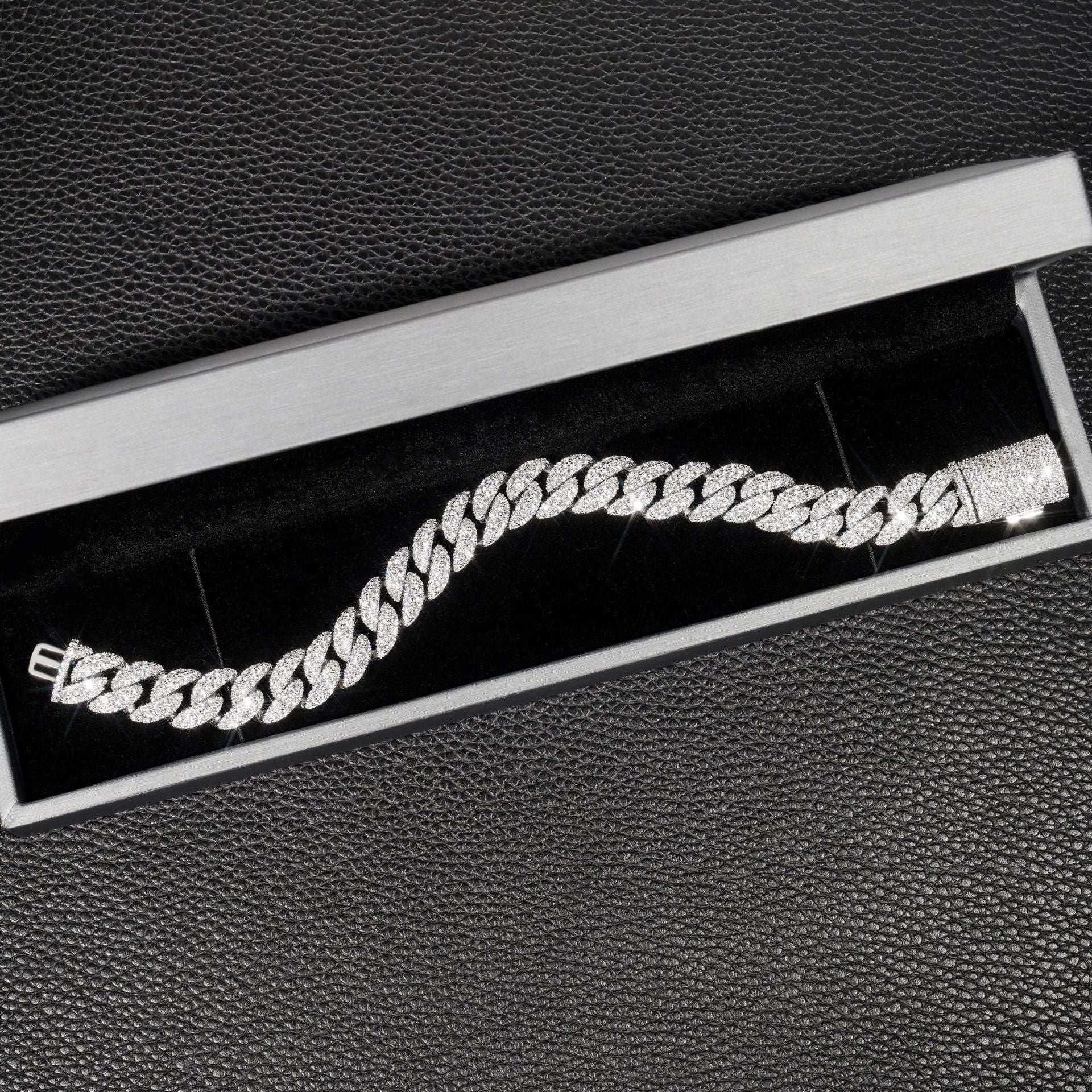 12mm Double-Row Moissanite Cuban Link Necklace | S925 Silver Iced Out Hip Hop Chain - CaratixJewelry