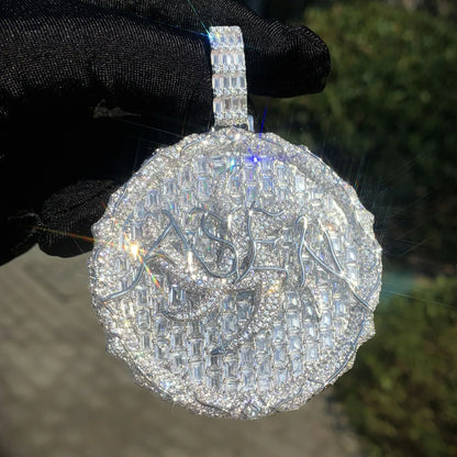 Iced Out Thorn Round Disc Pendant Necklace – Hip Hop Colorful CZ Trendy Jewelry - CaratixJewelry