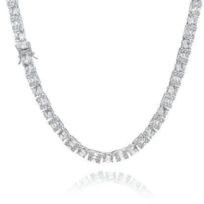 Mixed-Cut Moissanite Tennis Chain – S925 Sterling Silver Luxury Hip Hop Necklace - CaratixJewelry