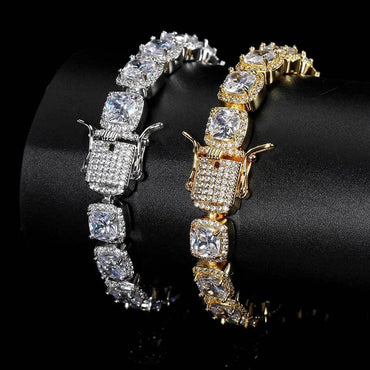 10mm Square Tennis Chain Bracelet with Micro-Paved Square Zircon for Men | Caratix Jewelry - CaratixJewelry