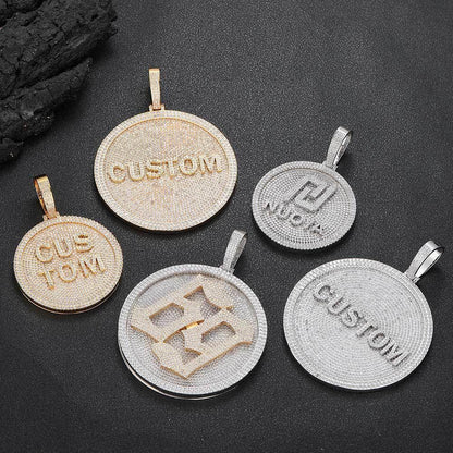 60mm Custom Letter Pendant Necklace with Full Zircon Stones for Men | Caratix Jewelry - CaratixJewelry