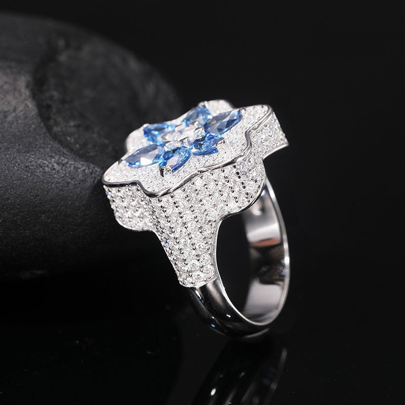 Moissanite Flower Cluster Ring S925 Y2K Hip Hop | Caratix