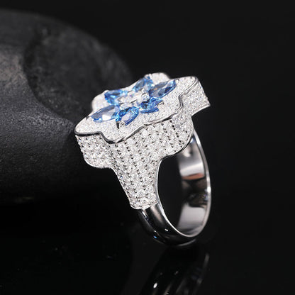 Moissanite Flower Cluster Ring S925 Y2K Hip Hop | Caratix