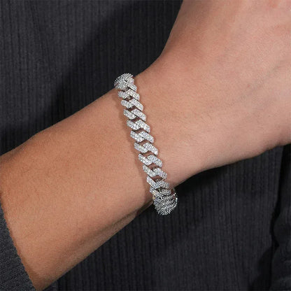 10mm Iced-Out Moissanite Cuban Link Bracelet/Necklace – S925 Sterling Silver -Cut Hip Hop Streetwear Jewelry - CaratixJewelry