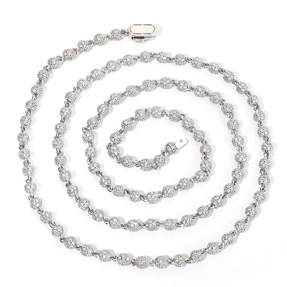 4mm Moissanite Beaded Chain for Men – S925 Sterling Silver High-Quality Custom Luxury Necklace - CaratixJewelry