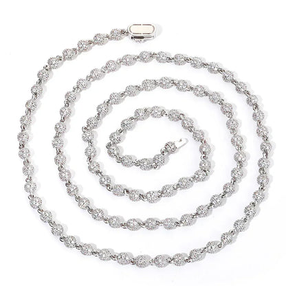4mm Moissanite Beaded Chain for Men – S925 Sterling Silver High-Quality Custom Luxury Necklace - CaratixJewelry