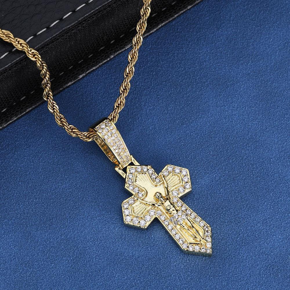 Custom Retro Cross Pendant S925 Silver Iced Out Chain for Rapper - CaratixJewelry