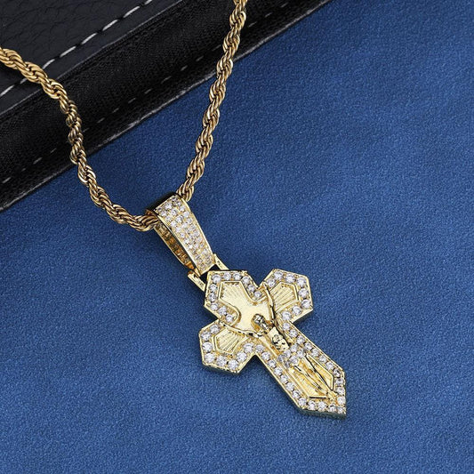 Custom Retro Cross Pendant S925 Silver Iced Out Chain for Rapper - CaratixJewelry