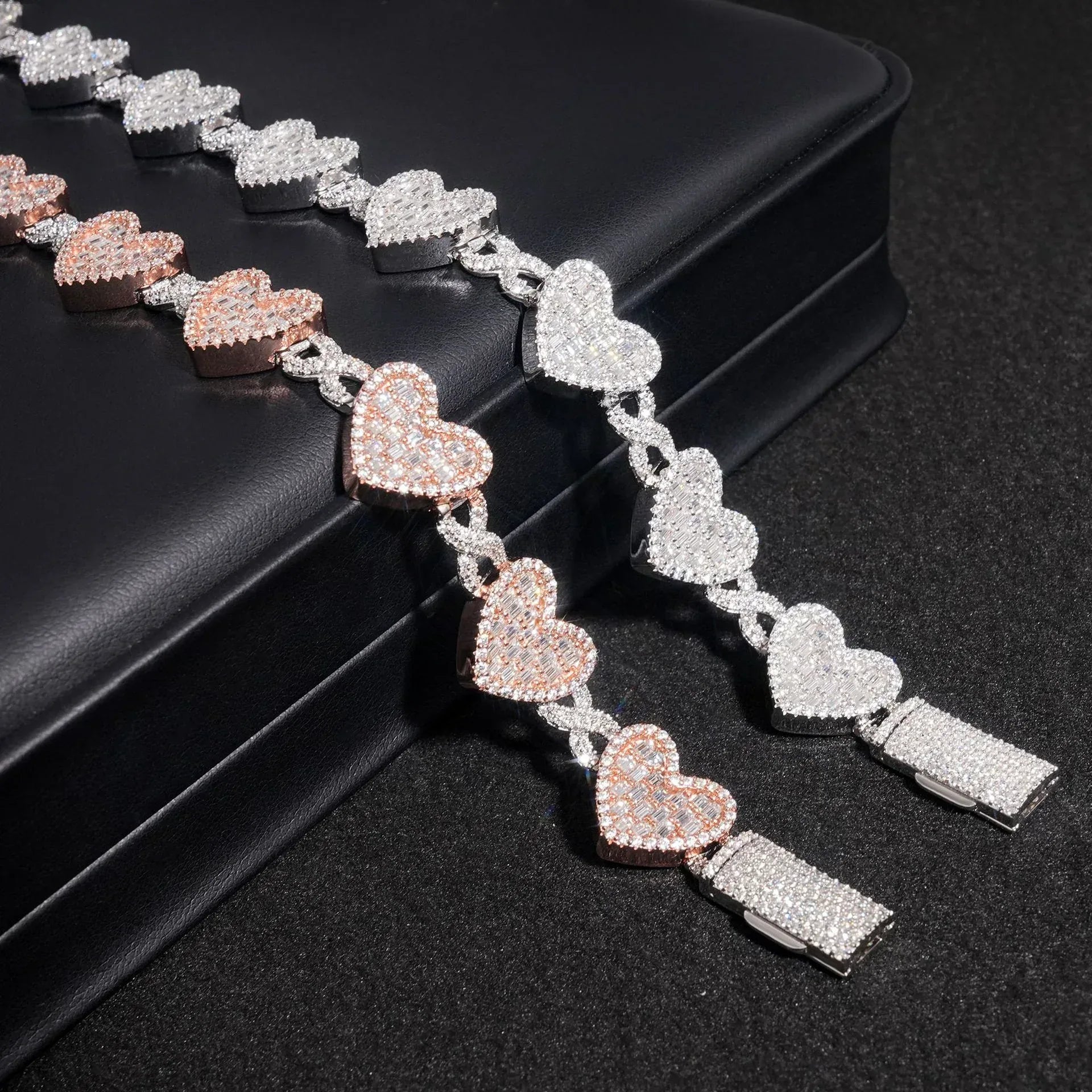 Heart Moissanite Cuban Link Bracelet – S925 Sterling Silver Iced-Out Hip Hop Streetwear Jewelry - CaratixJewelry