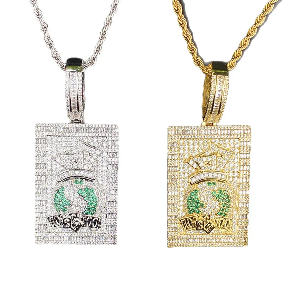 Iced Out Money Bag Dog Tag Pendant | Men's "Soldier of Fortune" Necklace - CaratixJewelry