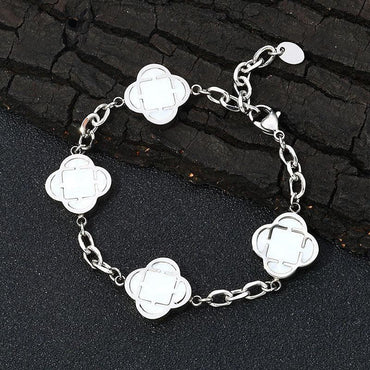Stainless Steel Clover O-Chain Bracelet Non-Tarnish Gold Clover Link - CaratixJewelry