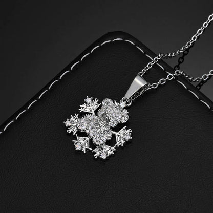 Bear Snowflake Pendant Necklace Zircon Hip Hop Jewelry for Women | Caratix Jewelry - CaratixJewelry