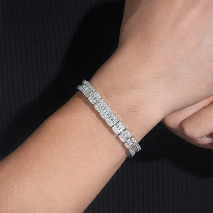 8.5mm VVS Moissanite Bracelet | 925 Silver Unisex Hip Hop Jewelry - CaratixJewelry