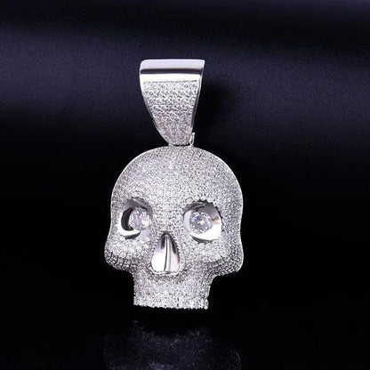 Men's Iced Out Skull Pendant Necklace | Gothic Hip Hop Skeleton Head | Premium Copper CZ Streetwear Bling | Edgy Rebel Jewelry | Caratix - CaratixJewelry
