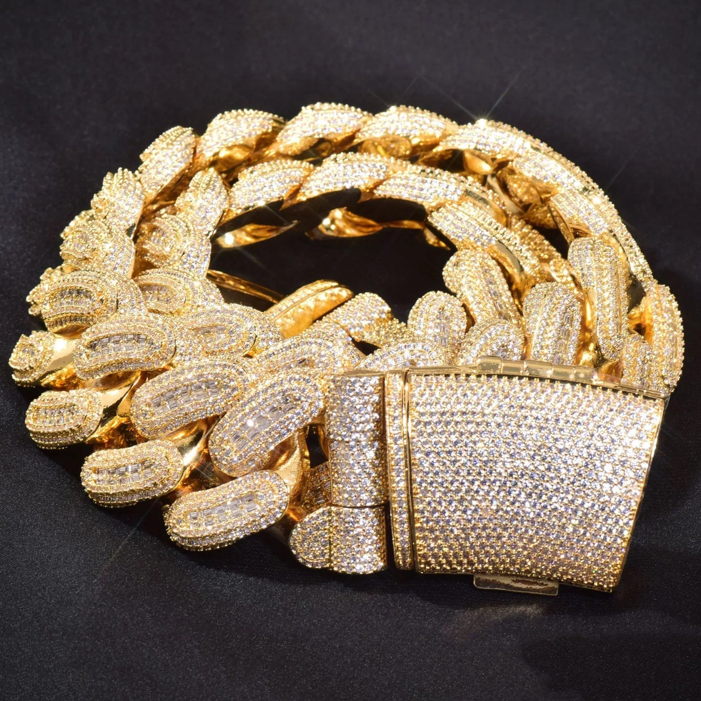 28mm Iced Out T-Shape Cuban Chain Necklace with Slanted Clasp | Unisex Hip Hop Jewelry | Caratix Jewelry - CaratixJewelry