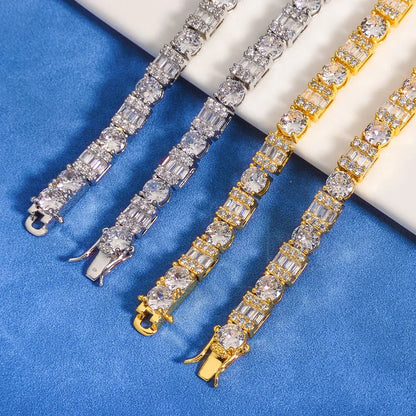Custom 6.5mm Square & Round Mixed Tennis Chain | High-End Hip Hop Bling | Caratix - CaratixJewelry