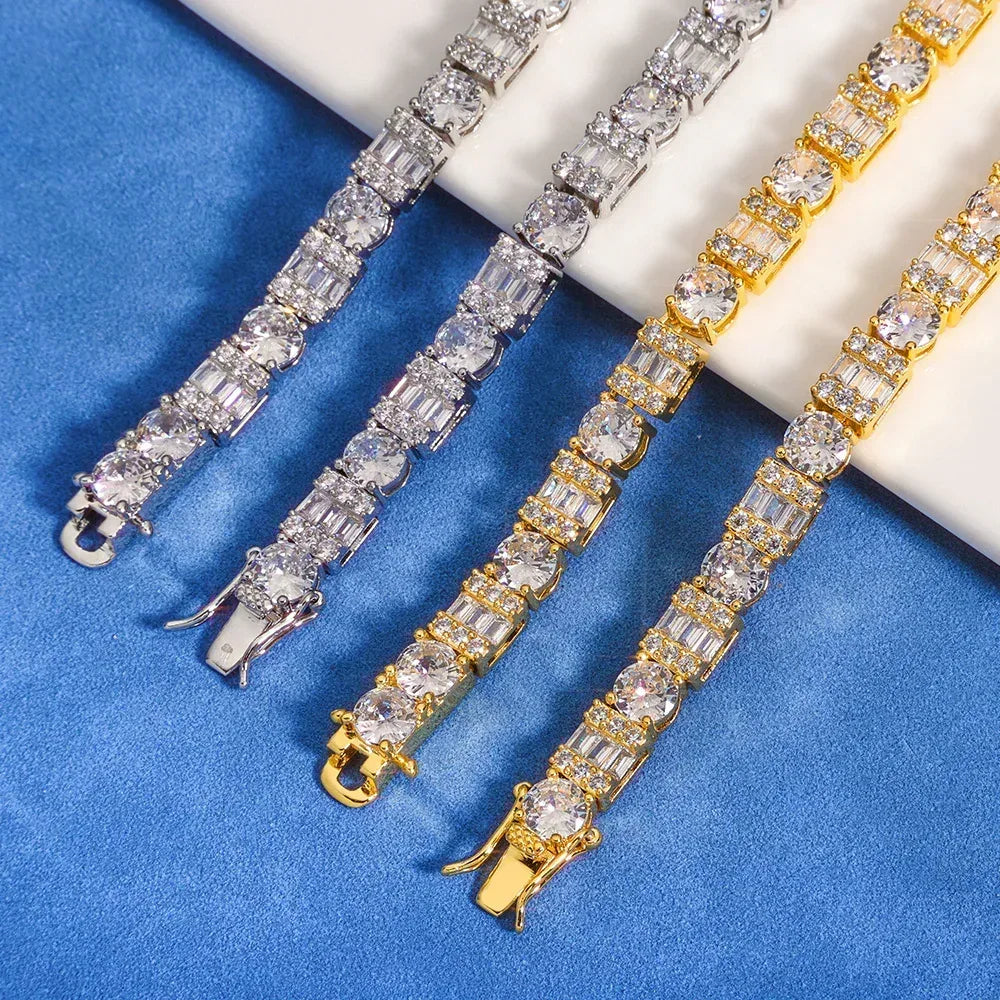 6.5mm Square-Round Tennis Chain Bracelet Zircon for Men | Caratix Jewelry - CaratixJewelry