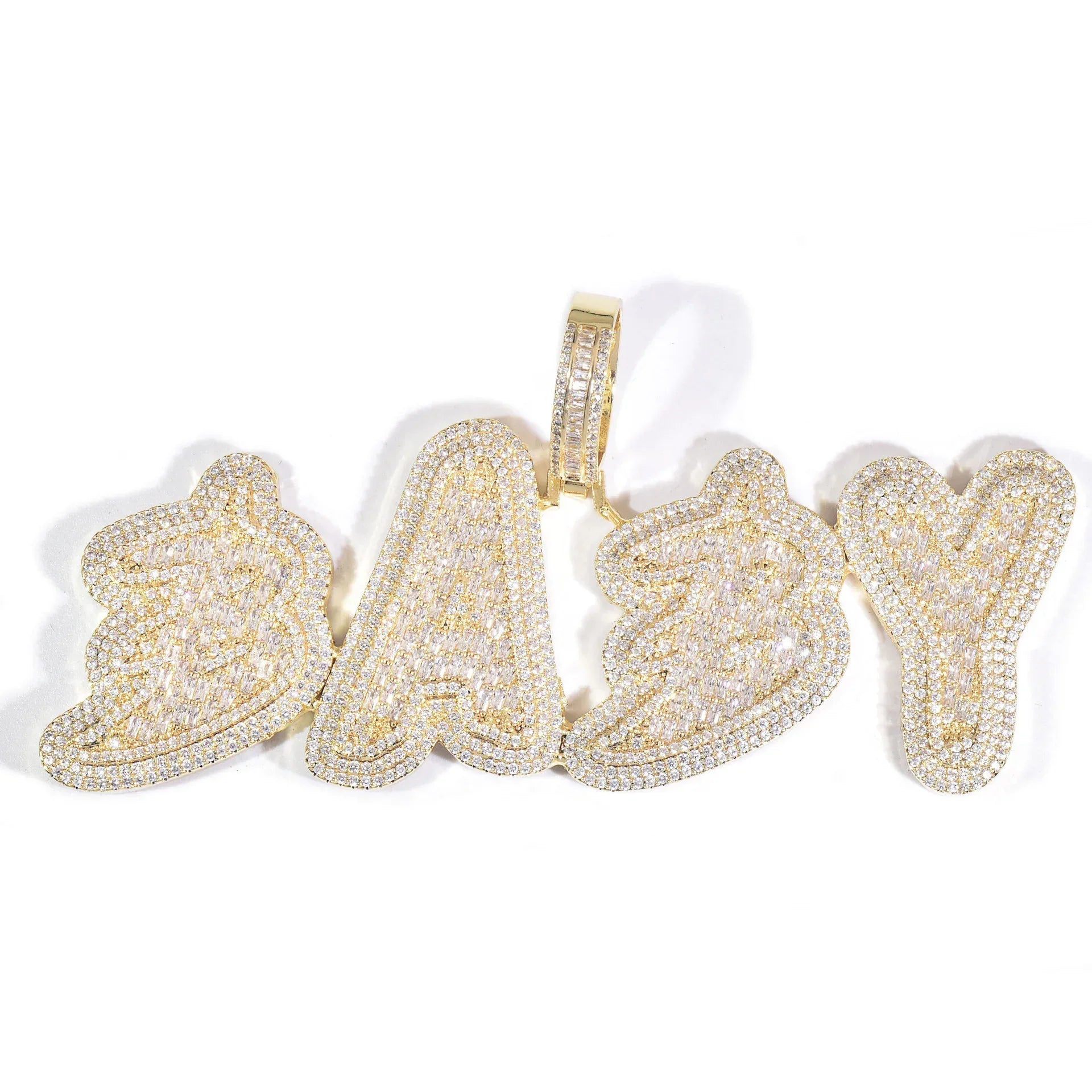18K Gold Letter Pendant | Baguette CZ Iced Out DIY Hip Hop Men’s Jewelry - CaratixJewelry