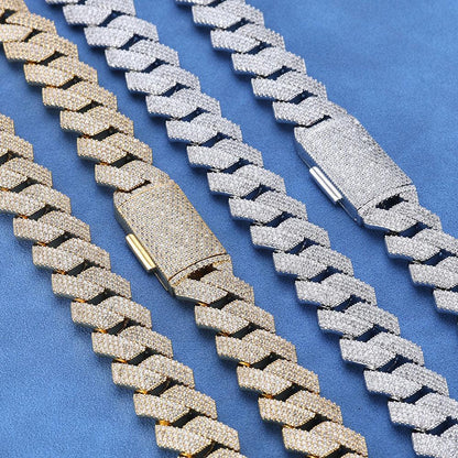15mm Iced Out Cut Cuban Chain Necklace Quad Row Zircon - CaratixJewelry