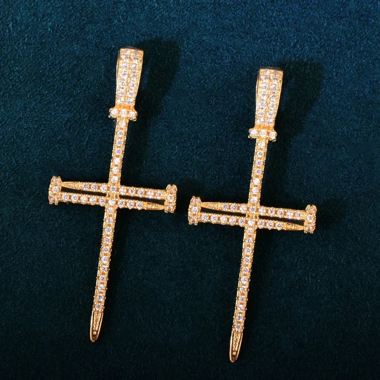Nail Cross Pendant Necklace | CZ Iced Out Hip Hop Men’s Streetwear Jewelry - CaratixJewelry