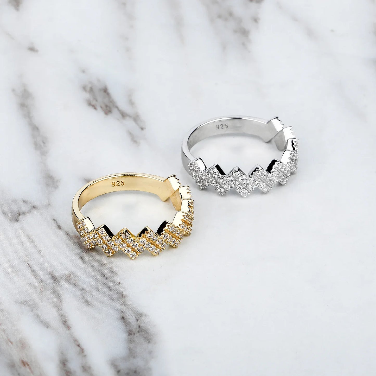 S925 Sterling Silver Wavy Band | Iced Out Ripple Ring | Caratix