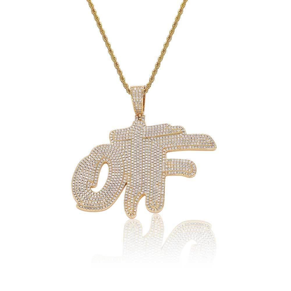 DIY OTF Letter Pendant Necklace with Micro-Pave Zircon and Copper Frame for Men | Caratix Jewelry - CaratixJewelry