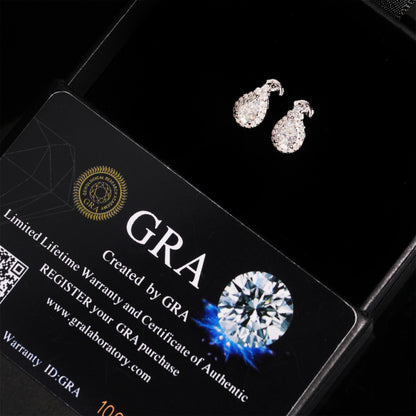 S925 Silver Pear Shaped Moissanite Stud Earrings | Teardrop D VVS1 Solitaire | Caratix
