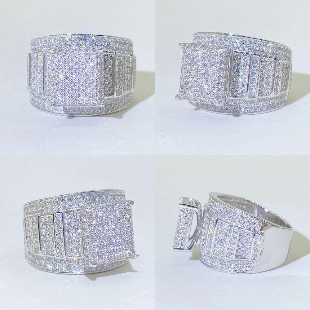 D-Color Moissanite Hip Hop Ring | S925 Silver Unisex Iced Out Fashion Jewelry - CaratixJewelry