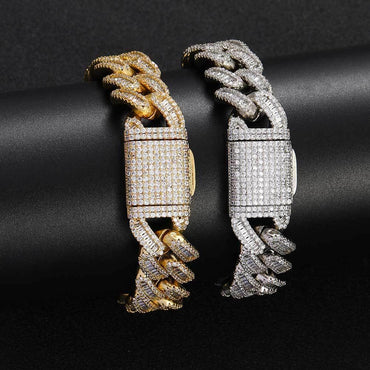 15mm Mixed Zircon Cuban Link Bracelet Luxury Hip Hop Jewelry - CaratixJewelry