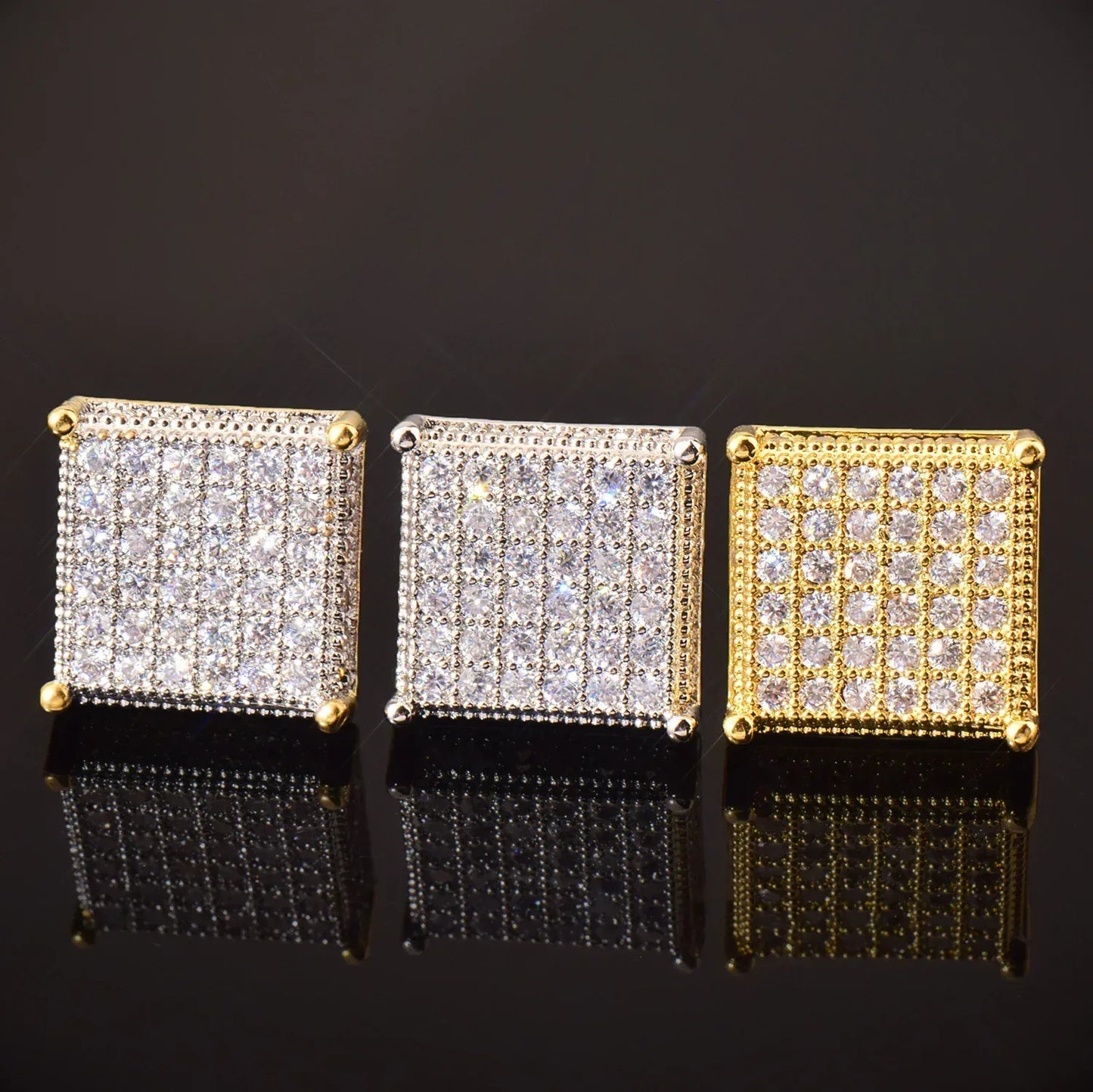 Octagon Iced Out Stud Earrings with Zircon | Simple & Trendy Hip Hop Jewelry | Caratix Jewelry - CaratixJewelry