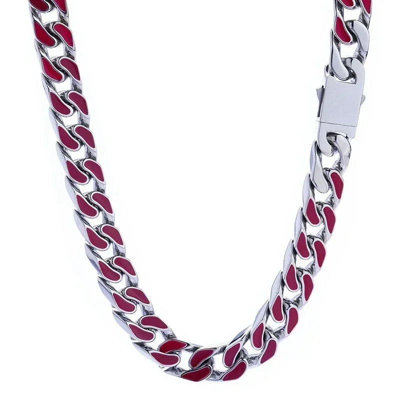 Custom 12mm Color Drip Cuban Chain Necklace Stainless Steel Hip Hop Jewelry | Caratix Jewelry - CaratixJewelry