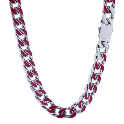 Custom 12mm Color Drip Cuban Chain Necklace Stainless Steel Hip Hop Jewelry | Caratix Jewelry - CaratixJewelry