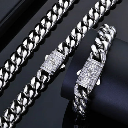 Custom Stainless Steel Round-Polished Cuban Necklace | Clasp Hip Hop Bling | Caratix - CaratixJewelry