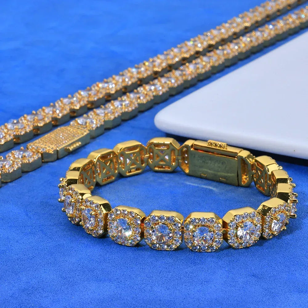 10mm Square Tennis Chain Iced-Out Zircon Bracelet for Men | Caratix Jewelry - CaratixJewelry