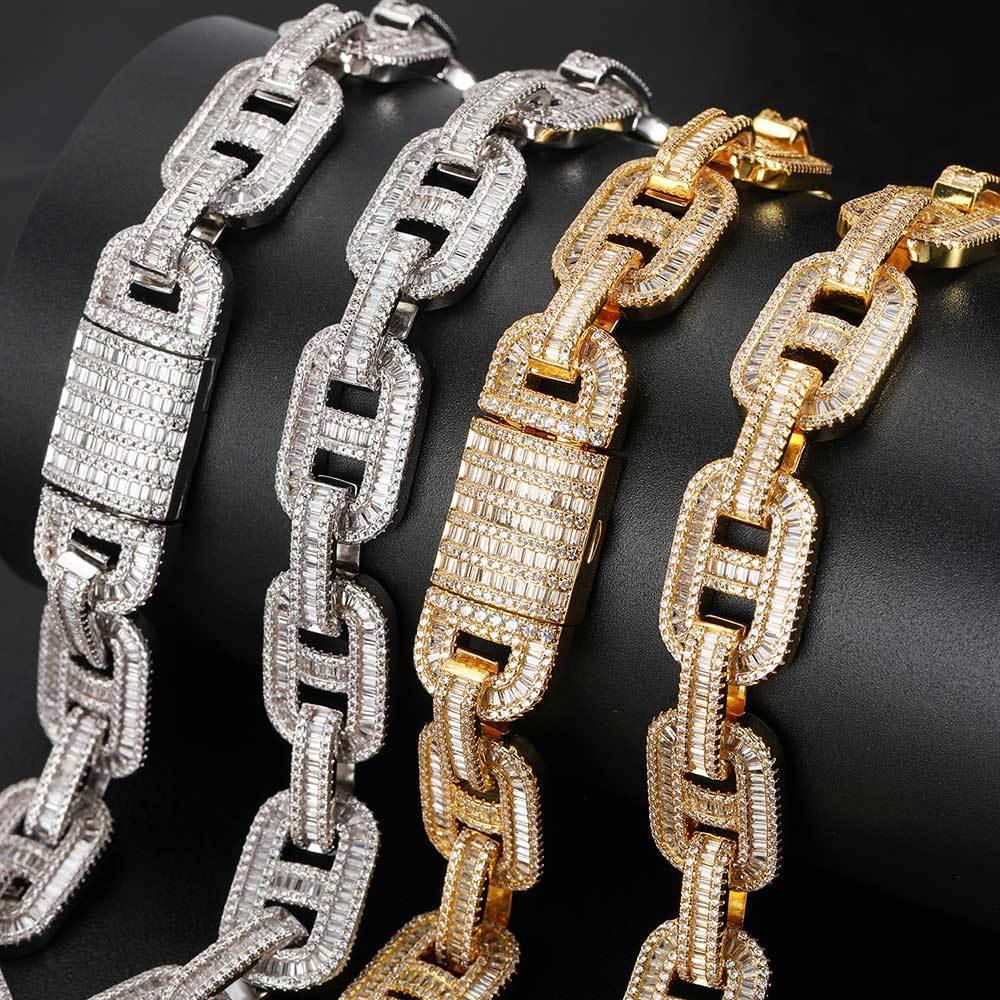 15mm Cuban Chain Necklace with Micro-Pave Zircon - CaratixJewelry