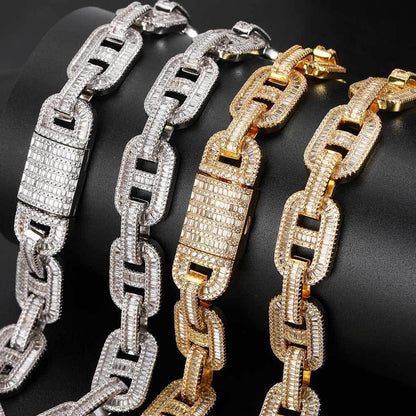 15mm Cuban Chain Necklace with Micro-Pave Zircon - CaratixJewelry