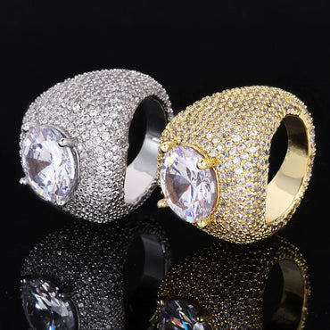 Pigeon Egg Copper Setting Large Zircon Ring for Men | Trendy Hip Hop Jewelry | Caratix Jewelry - CaratixJewelry