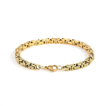 4mm Byzantine Chain Stainless Steel Bracelet with 18K Gold for Men | Caratix Jewelry - CaratixJewelry