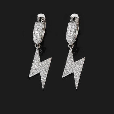 Hoop Earrings with Lightning Design and Micro-Pave Zircon Stones for Men and Women | Trendy Hip Hop Jewelry | Caratix Jewelry - CaratixJewelry