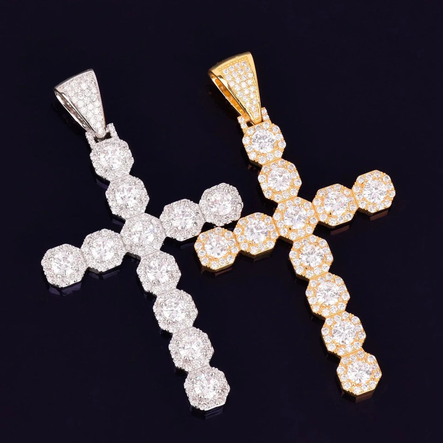 Modern Minimalist Iced Out Cross Pendant | Sleek Unisex Hip Hop Necklace | Premium Copper CZ Rock Jewelry | Everyday Essential Bling | Caratix - CaratixJewelry