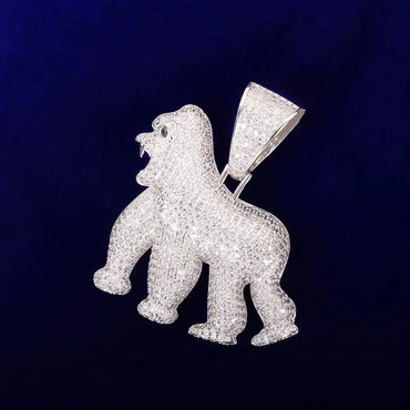 Iced Out "Alpha Ape" Gorilla Pendant | Men's Real Copper CZ Necklace - CaratixJewelry