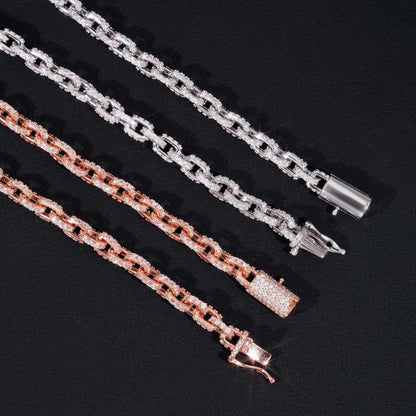 5.2mm Moissanite Cuban Link Chain – 925 Sterling Silver Iced-Out Hip Hop Necklace with Box Clasp - CaratixJewelry
