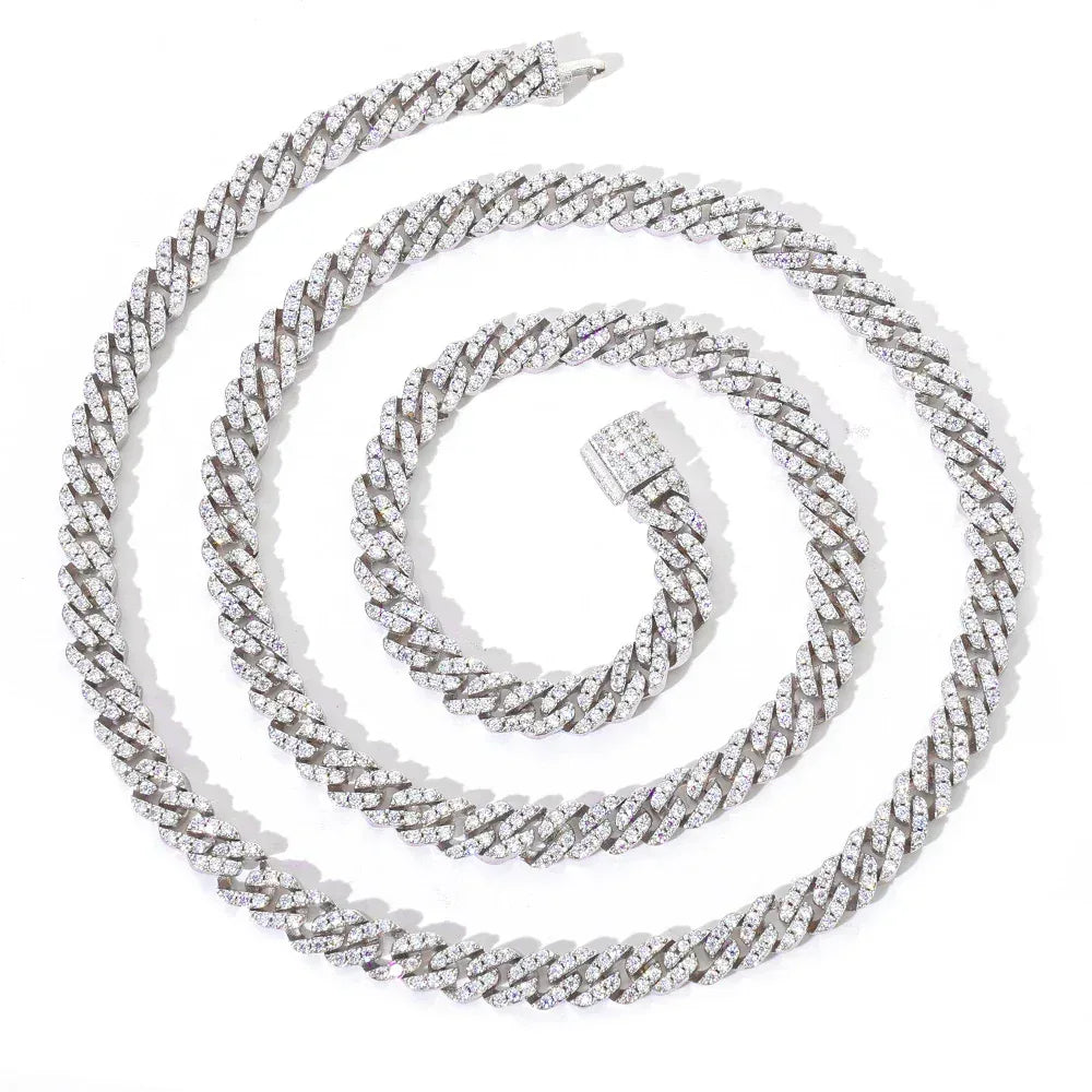 5mm Single-Row Moissanite Cuban Link Chain for Men – S925 Sterling Silver Luxury Hip Hop Necklace - CaratixJewelry