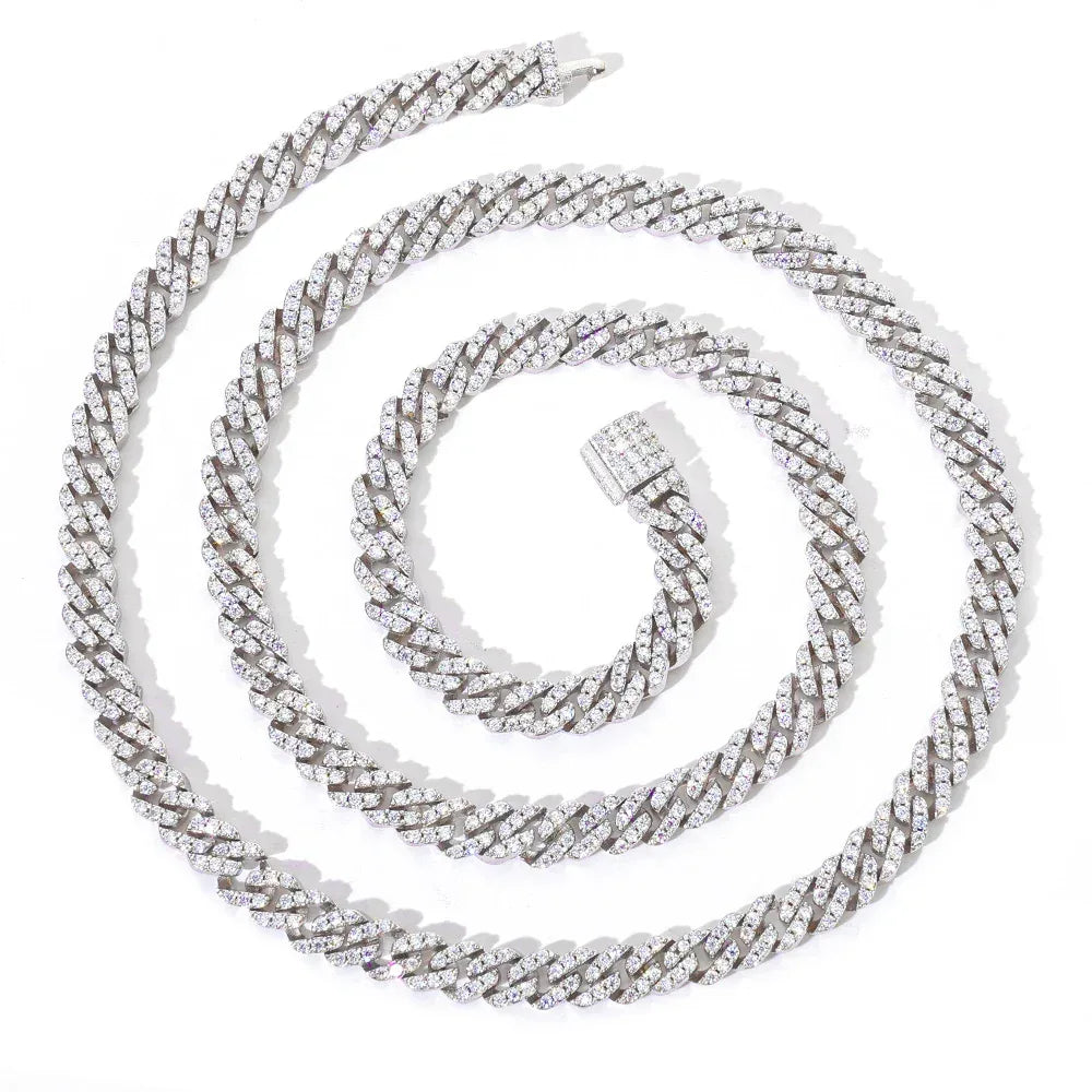 Custom 5mm S925 Sterling Silver Cuban Chain | Slim Iced Out Rapper Chain | Caratix - CaratixJewelry