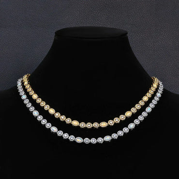 Moissanite & Opal Bead Candy Chain Necklace for Women – S925 Sterling Silver Custom Luxury Jewelry - CaratixJewelry